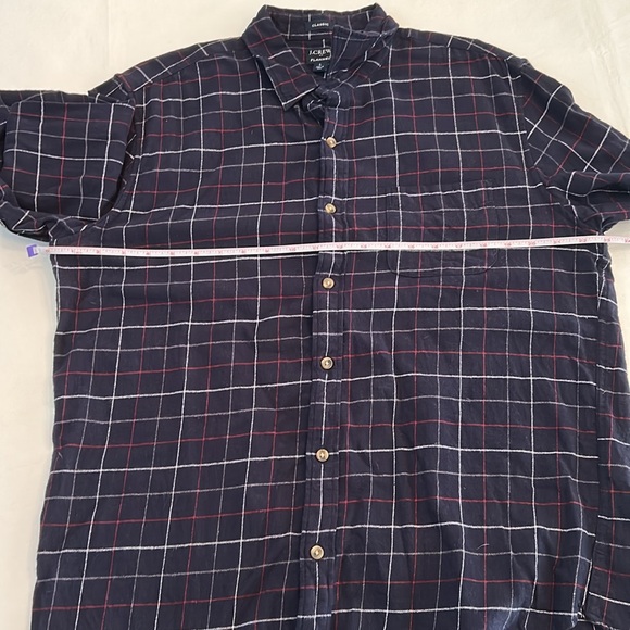 J. Crew Men's Classic Flannel Navy Plaid Shirt - Picture 5 of 8